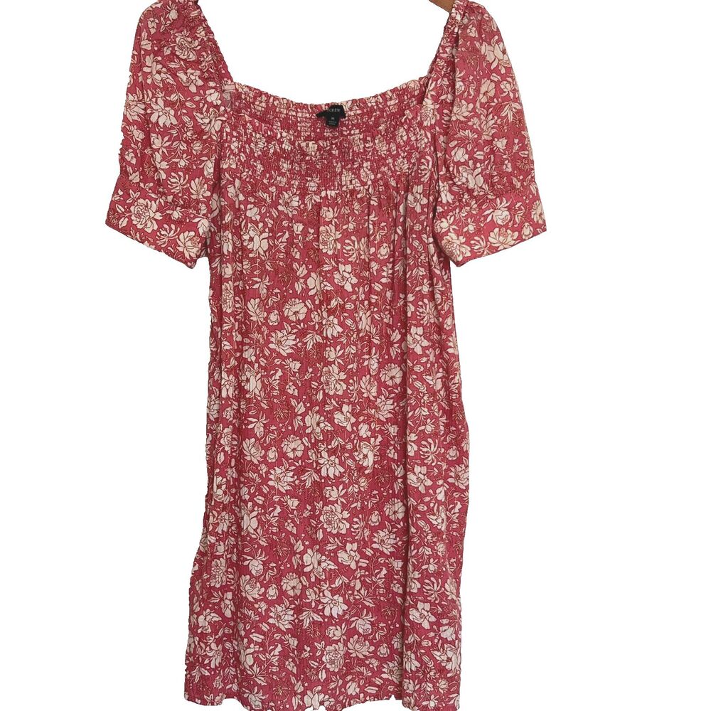 J.Crew Afternoon Dress M Orange Tossed floral gold metallic thread Cotton